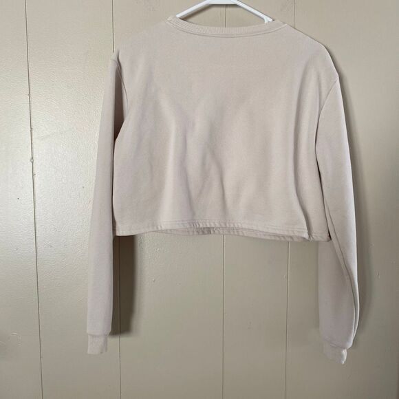 Klassy Network KN Cropped Sweatshirt Small • Beige Long Sleeve • Minimalist Athl - Picture 2 of 7